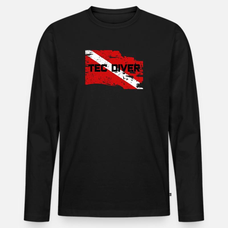 TEC DIVER - Männer Premium Bio Langarmshirt - Schwarz
