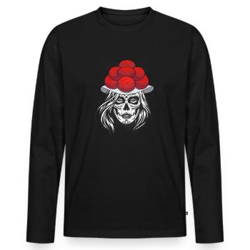 Schwarzwaldmädel Bollenhut Schwarzwald Totenkopf - Männer Premium Bio Langarmshirt - Schwarz - Vorne - Nico (187cm)
