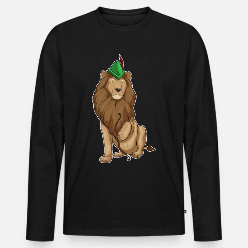 Löwe Bogenschütze Bogen - Männer Premium Bio Langarmshirt - Schwarz