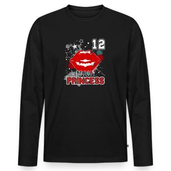 Nummer 12 Kuss Geburtstag Mädchen - Männer Premium Bio Langarmshirt - Schwarz - Vorne - Nico (187cm)