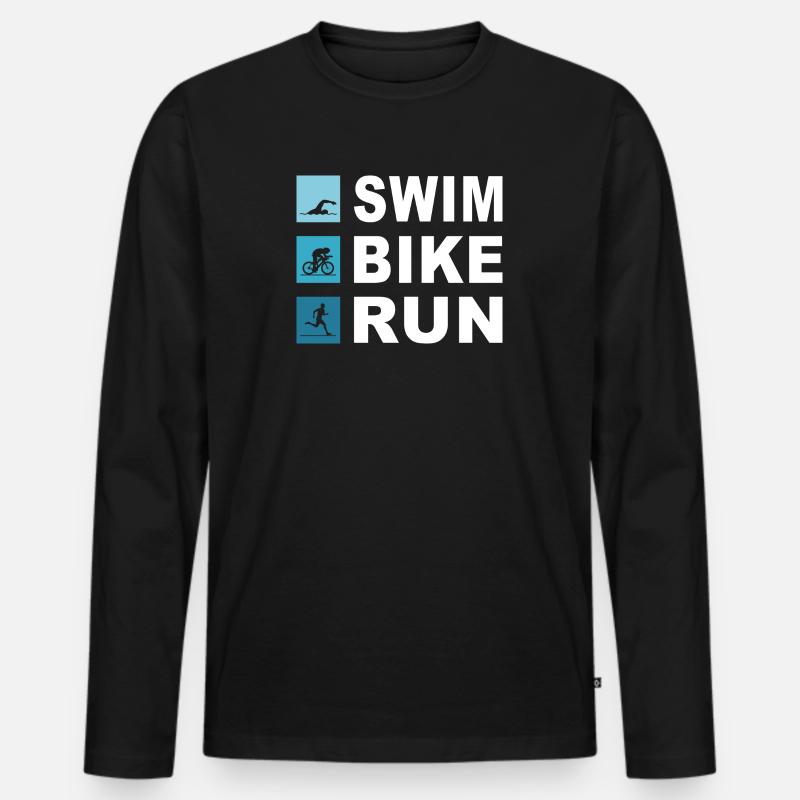 Triathlon - Männer Premium Bio Langarmshirt - Schwarz