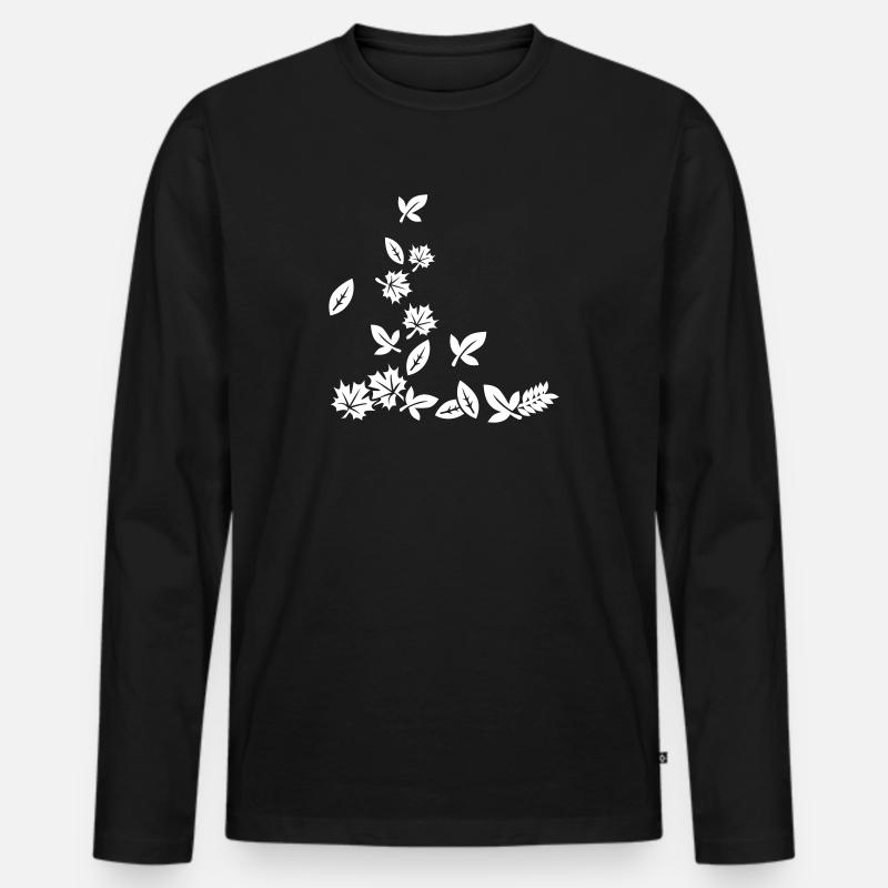 Blätter - Männer Premium Bio Langarmshirt - Schwarz