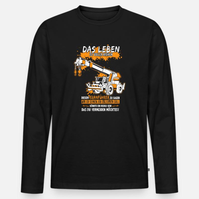 Kranführer mit Autokran oder Kran LKW - Männer Premium Bio Langarmshirt - Schwarz