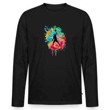 Basketballspieler - PopArt - Männer Premium Bio Langarmshirt - Schwarz - Vorne - Nico (187cm)