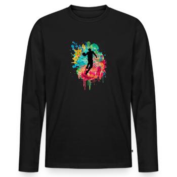 Basketball Player - PopArt - Männer Premium Bio Langarmshirt - Schwarz - Vorne - Nico (187cm)