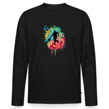 Joueur de basket-ball - Pop Art - T-shirt manches longues Premium bio Homme - noir - Devant - Nico (187cm)