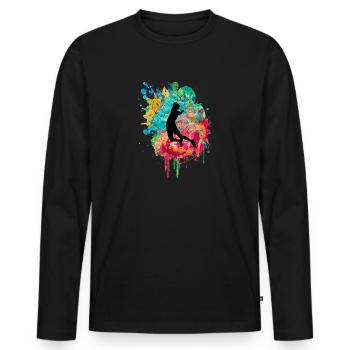 Badminton PopArt - T-shirt manches longues Premium bio Homme - noir - Devant - Nico (187cm)