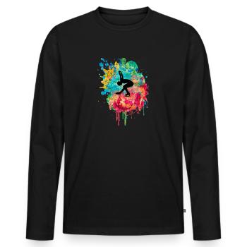 Eiskunstlauf PopArt - Männer Premium Bio Langarmshirt - Schwarz - Vorne - Nico (187cm)