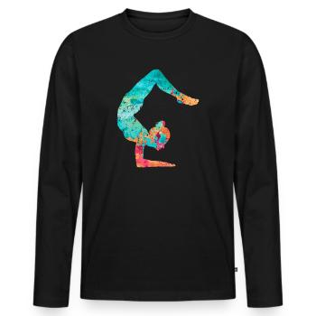 Yoga and Pilates in PopArt - Men's Premium Organic Long Sleeve Shirt - black - Front - Nico (187cm)