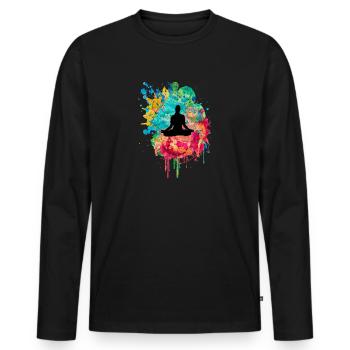 Yoga and Pilates in PopArt - Men's Premium Organic Long Sleeve Shirt - black - Front - Nico (187cm)