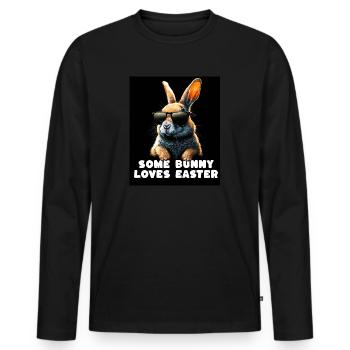 Cool Rabbit - A rabbit loves Easter - Men's Premium Organic Long Sleeve Shirt - black - Front - Nico (187cm)