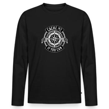 Geocaching - Cache Me If You Can - Men's Premium Organic Long Sleeve Shirt - black - Front - Nico (187cm)