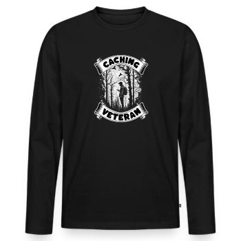 Vétéran de la géocachette - T-shirt manches longues Premium bio Homme - noir - Devant - Nico (187cm)