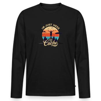 Geocaching - Je suis juste là pour le cache - T-shirt manches longues Premium bio Homme - noir - Devant - Nico (187cm)