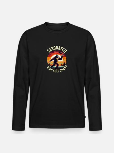 Disc Golf Sasquatch - Men's Premium Organic Long Sleeve Shirt - black
