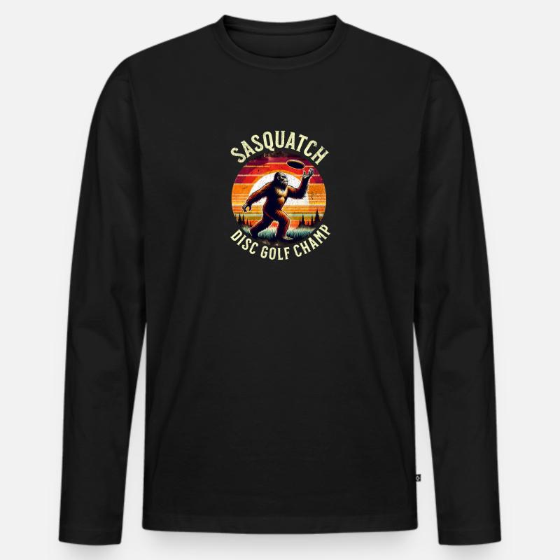 Disc Golf Sasquatch - Männer Premium Bio Langarmshirt - Schwarz