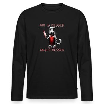 Gruseliger Koch Katze - Männer Premium Bio Langarmshirt - Schwarz - Vorne - Nico (187cm)