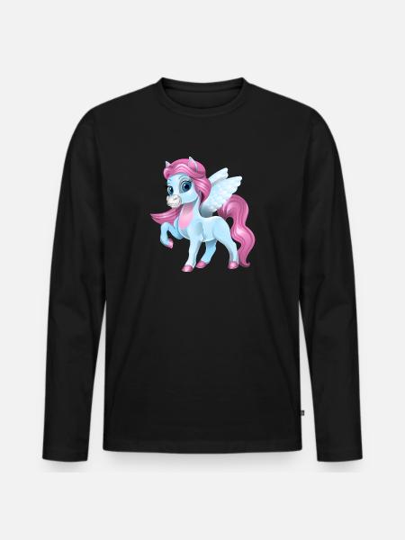 Einhorn - Männer Premium Bio Langarmshirt - Schwarz