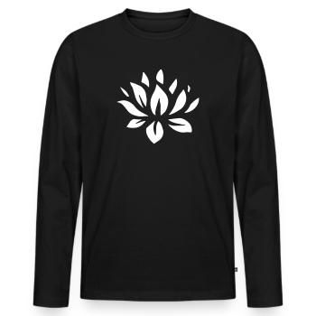 Lotusblume 1 - Männer Premium Bio Langarmshirt - Schwarz - Vorne - Nico (187cm)
