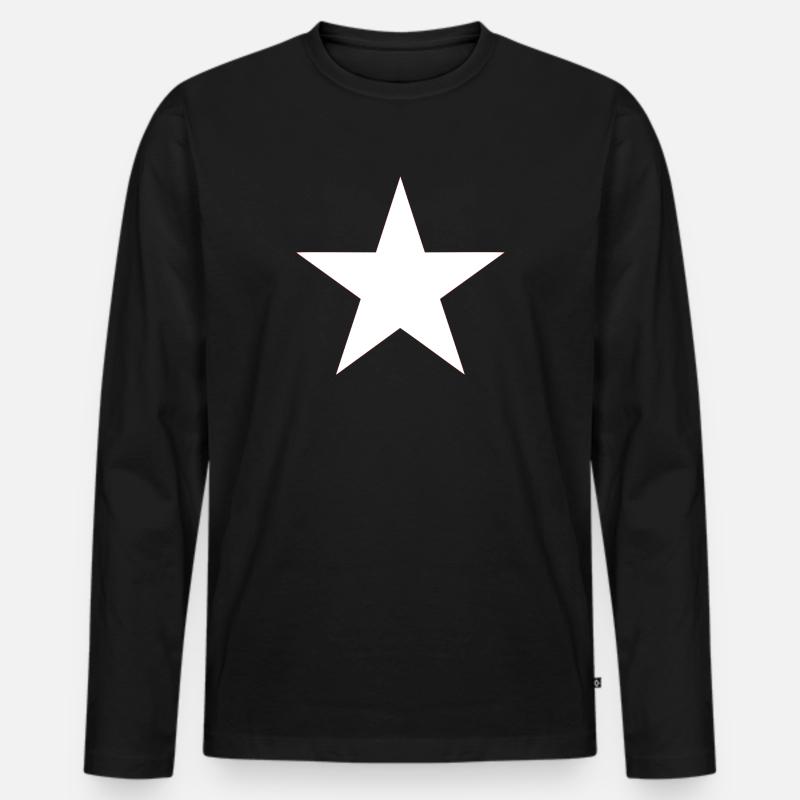 Ein weißer Stern - Männer Premium Bio Langarmshirt - Schwarz