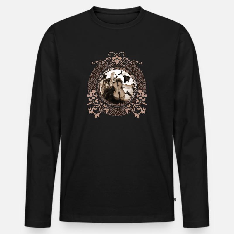 Gothic Cellist - Männer Premium Bio Langarmshirt - Schwarz
