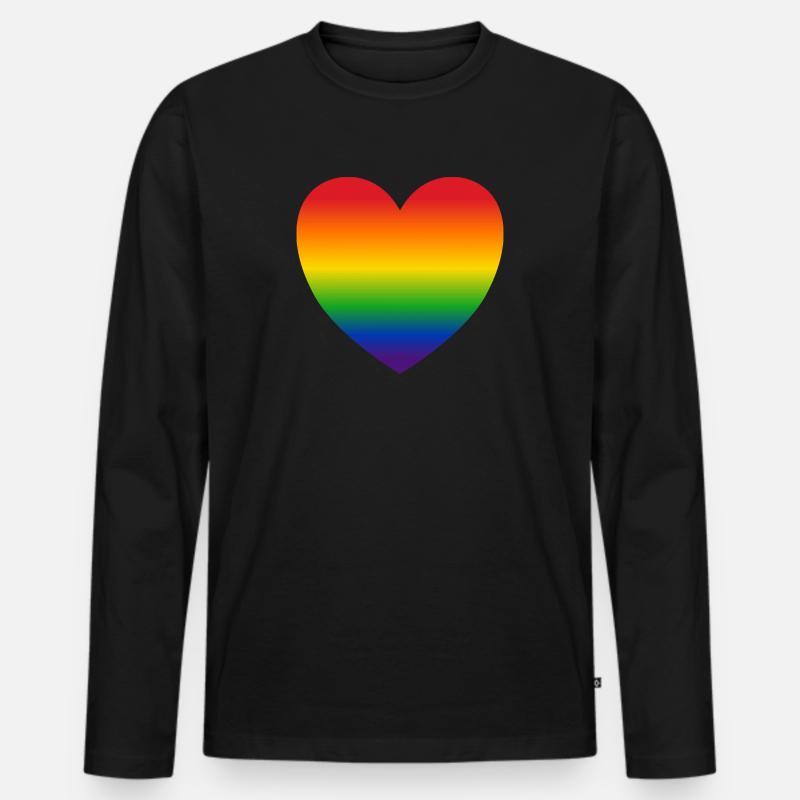 Herz Regenbogenfarben Geschenk - Männer Premium Bio Langarmshirt - Schwarz