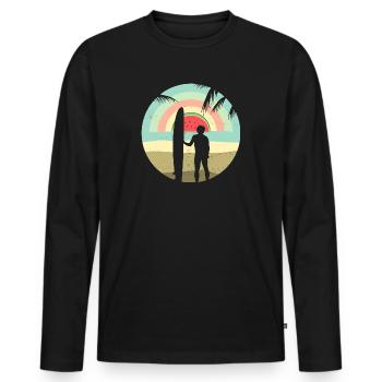 Lever de soleil d’été - T-shirt manches longues Premium bio Homme - noir - Devant - Nico (187cm)