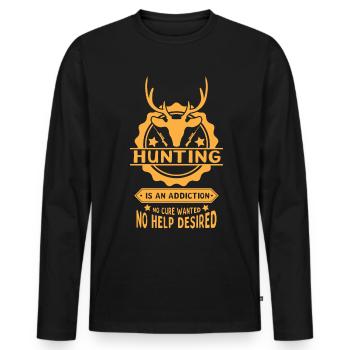 Chasse Chasse Chasseur Fusil Tir Chasse Chasse - T-shirt manches longues Premium bio Homme - noir - Devant - Nico (187cm)