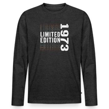 Edition Limitée 1973 - Génial 50ème Anniversaire - T-shirt manches longues Premium bio Homme - anthracite chiné - Devant - Nico (187cm)