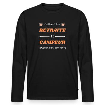 J'ai deux titres - T-shirt manches longues Premium bio Homme - noir - Devant - Nico (187cm)