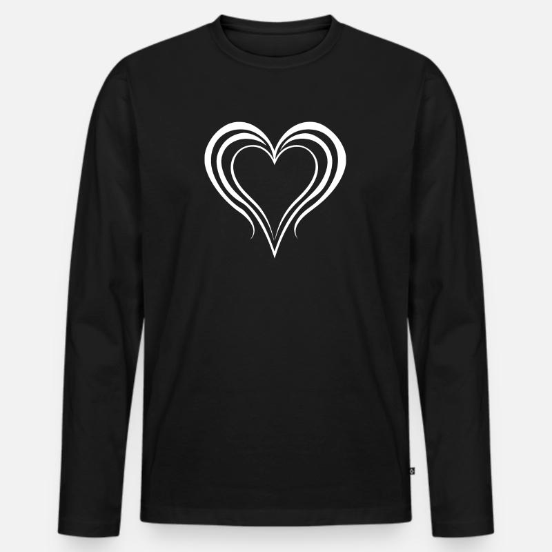 Herz - Männer Premium Bio Langarmshirt - Schwarz