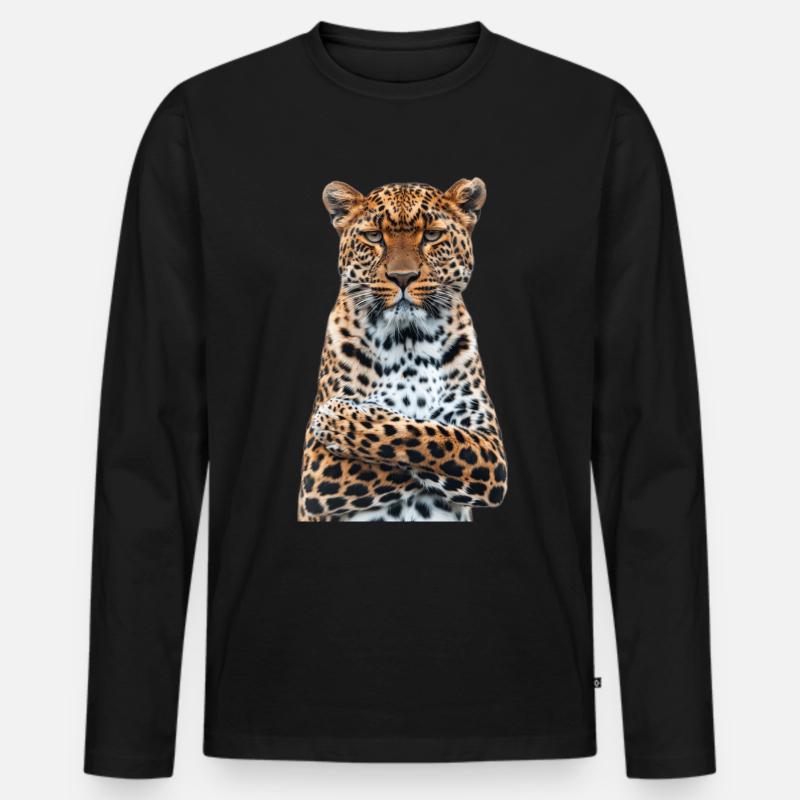 Leopard - Männer Premium Bio Langarmshirt - Schwarz