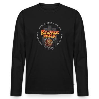 étiquette de rucker park 2 - T-shirt manches longues Premium bio Homme - noir - Devant - Nico (187cm)