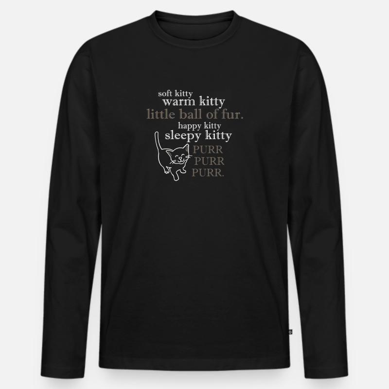 Weiche Kitty Warm Kitty T-Shirt - Männer Premium Bio Langarmshirt - Schwarz
