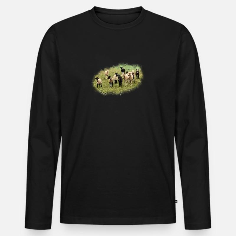 Schafe - Männer Premium Bio Langarmshirt - Schwarz