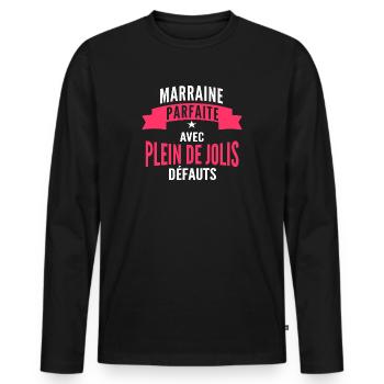 marraine parfaite avec plein de jolis défauts - T-shirt manches longues Premium bio Homme - noir - Devant - Nico (187cm)