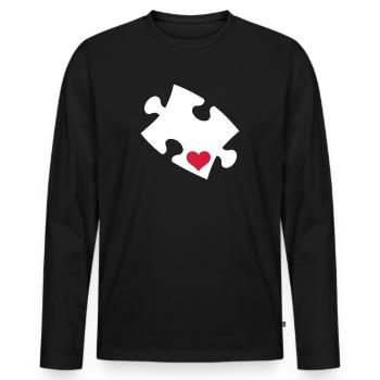 Puzzle - Männer Premium Bio Langarmshirt - Schwarz - Vorne - Nico (187cm)