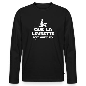 Levrette cadeau drôle kamasutra humour sexe - T-shirt manches longues Premium bio Homme - noir - Devant - Nico (187cm)