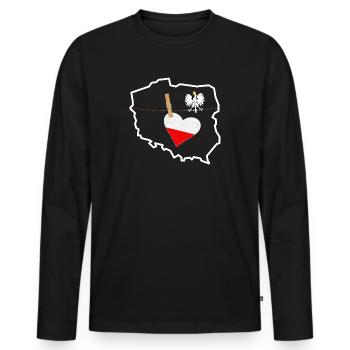 Ma maison - Pologne - T-shirt manches longues Premium bio Homme - noir - Devant - Nico (187cm)