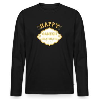 Happy Ganesh Chaturthi Hidouisme - T-shirt manches longues Premium bio Homme - noir - Devant - Nico (187cm)