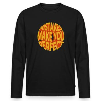 Fehler machen Sie perfekt - Männer Premium Bio Langarmshirt - Schwarz - Vorne - Nico (187cm)