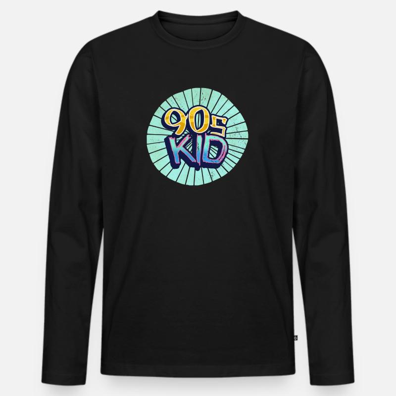 90s kid Neunziger - Männer Premium Bio Langarmshirt - Schwarz