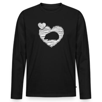Hérisson « cœur pour hérissons » Sauveteur de hérisson - T-shirt manches longues Premium bio Homme - noir - Devant - Nico (187cm)
