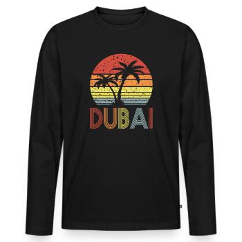 Dubai - Men's Premium Organic Long Sleeve Shirt - black - Front - Nico (187cm)