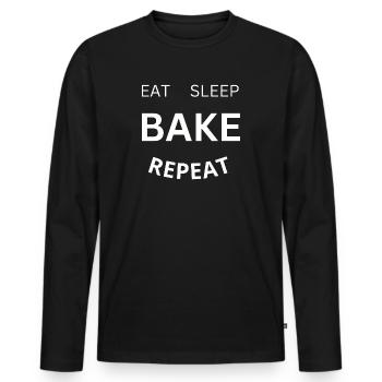 Eat Sleep Bake Repeat - Men's Premium Organic Long Sleeve Shirt - black - Front - Nico (187cm)