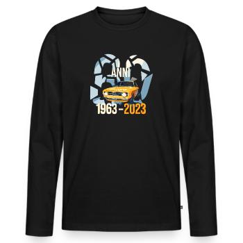AR Giulia GT 60 Anni im Giallo Ochra - Männer Premium Bio Langarmshirt - Schwarz - Vorne - Nico (187cm)