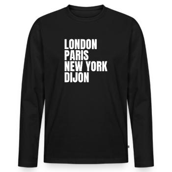 Ville cosmopolite de Dijon - T-shirt manches longues Premium bio Homme - noir - Devant - Nico (187cm)