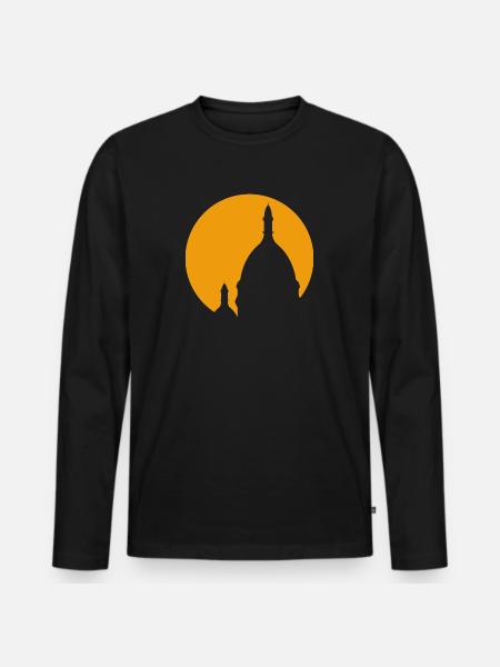 Sacré-Coeur Montmartre Paris yellow silhouette - Men's Premium Organic Long Sleeve Shirt - black