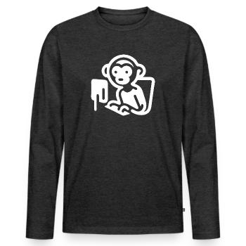 Code Affe - Männer Premium Bio Langarmshirt - Anthrazit meliert - Vorne - Nico (187cm)