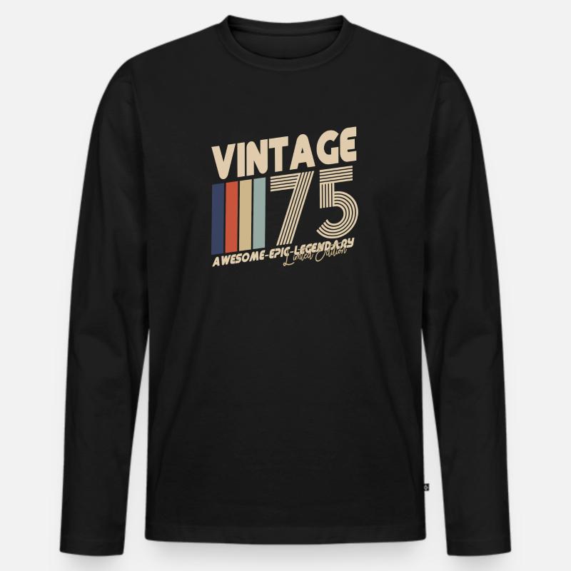 1975 - Männer Premium Bio Langarmshirt - Schwarz